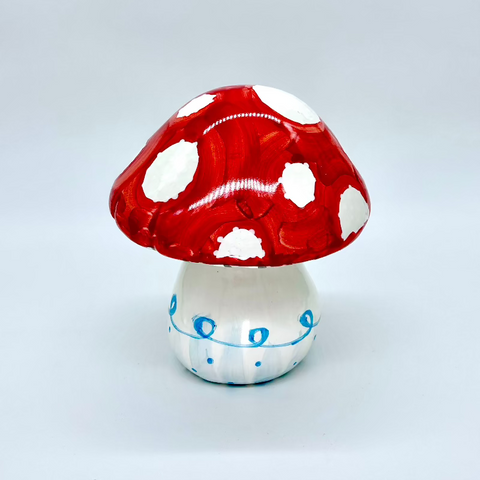 Red Cap Turquoise Swiggle Large Garden Mushroom~ SALE 25% Off