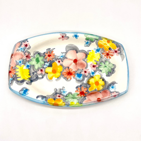 Soft Floral Elliptical Plate