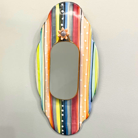 Oval Multi-Color Stripe Mirror