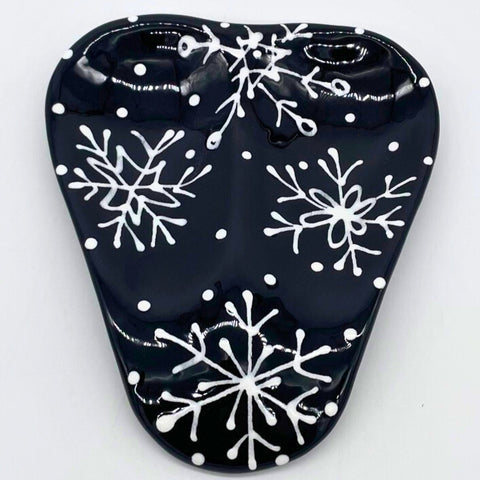 Black and White Snowflake Double Spoon Rest