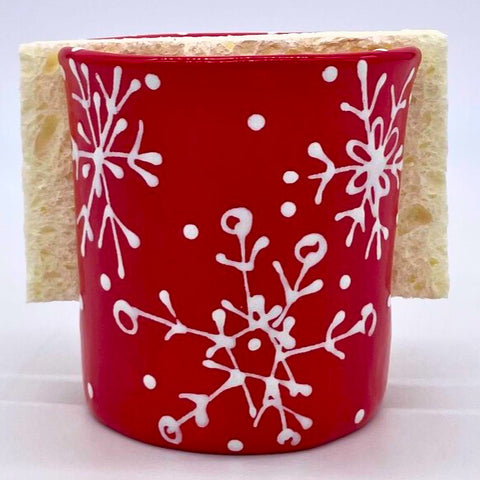 Red and White Snowflake Sponge Holder