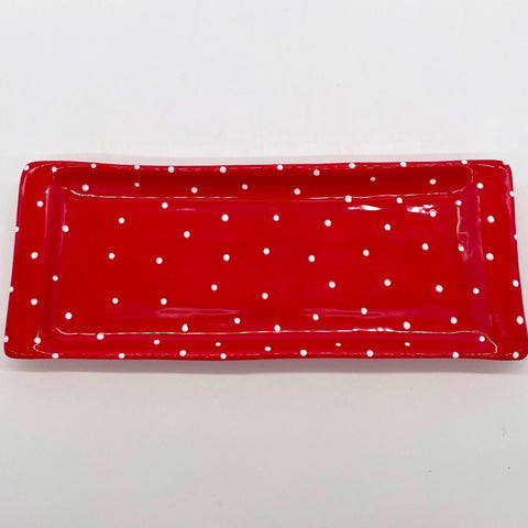 Red and White Dot Bread Tray