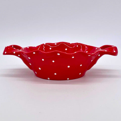 Red and White Dot Double Handled Basket