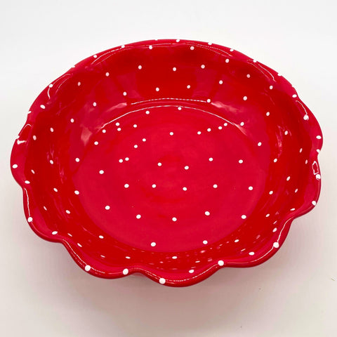 Red and White Dot Pasta Bowl