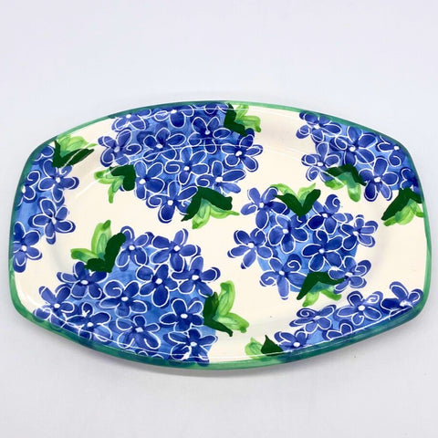 Blue Hydrangea Elliptical Plate