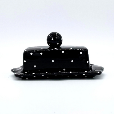 Black and White Dot Butter Dish