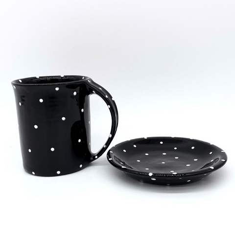 Black and White Dot Mug and Saucer Bundle