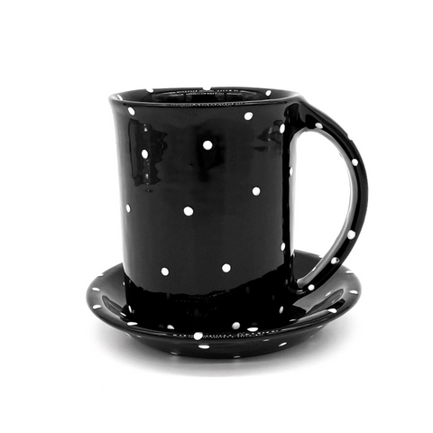 Black and White Dot Mug and Saucer Bundle