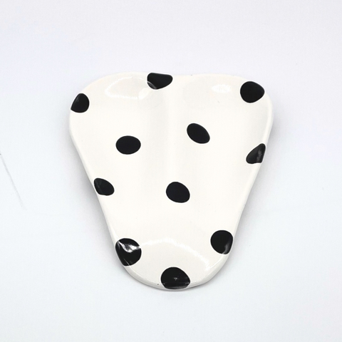 White and Big Black Dots Double Spoon Rest