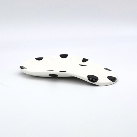 White and Big Black Dots Double Spoon Rest