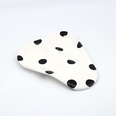 White and Big Black Dots Double Spoon Rest