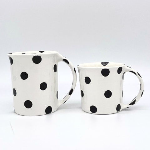 White and Big Black Dots Mugs