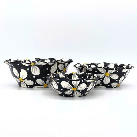 Black and White Daisy Bowls
