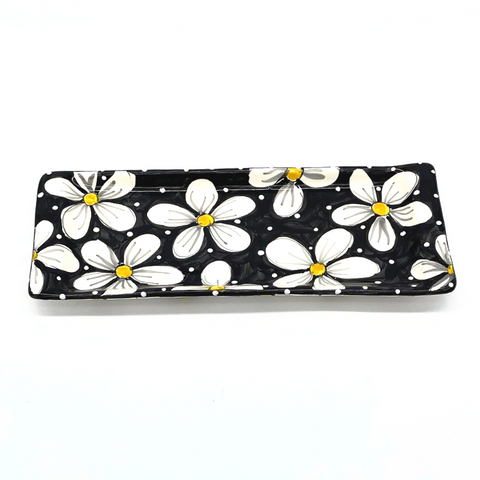 Black and White Daisy Bread Tray