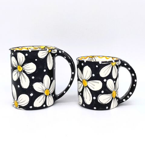 Black and White Daisy Mugs