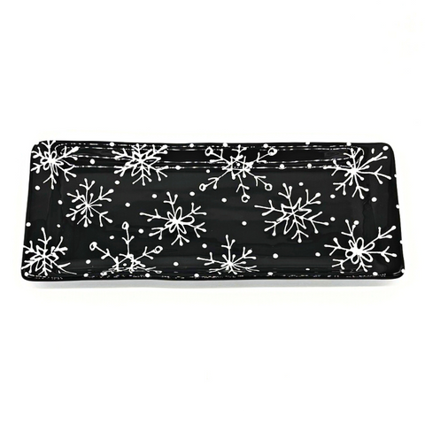 Black and White Snowflake Bread Tray