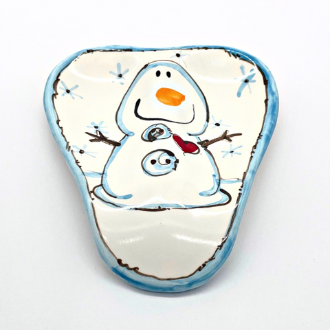 Blue Button Double Spoon Rest
