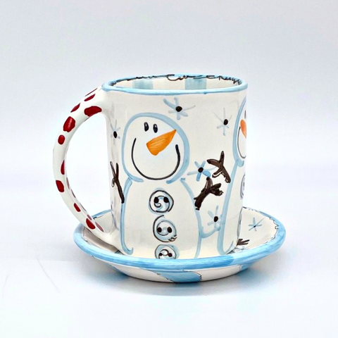 Blue Button Mug and Saucer Bundle