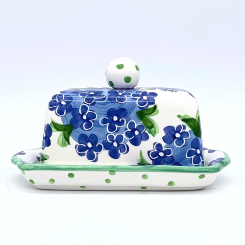 Blue Hydrangea Butter Dish