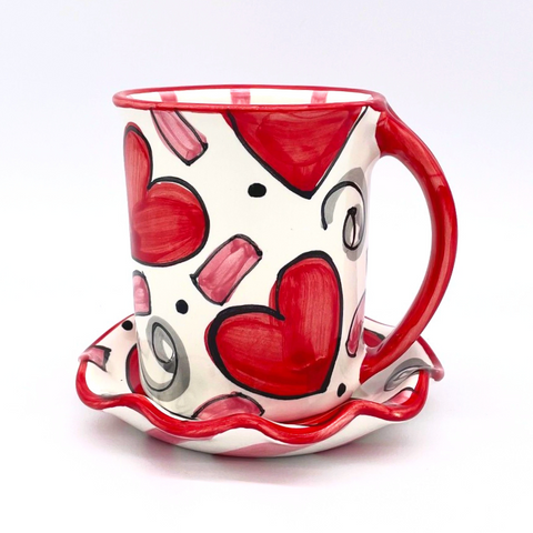 Confetti Hearts Mug and Saucer Bundle
