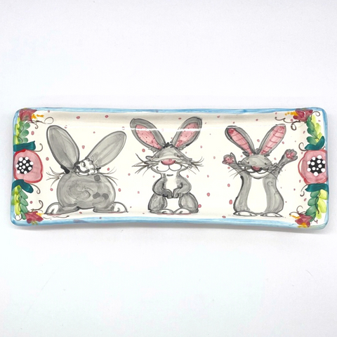 Gray Bunny Bread Tray