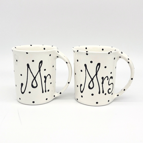 Mr. & Mrs. Mug Set - Black Dot