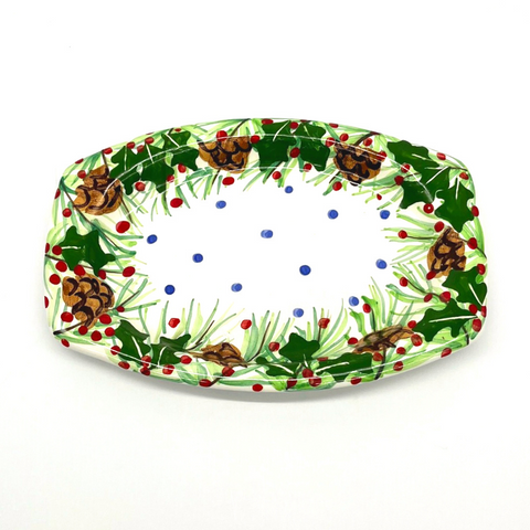 Pinecone Holly Elliptical Plate