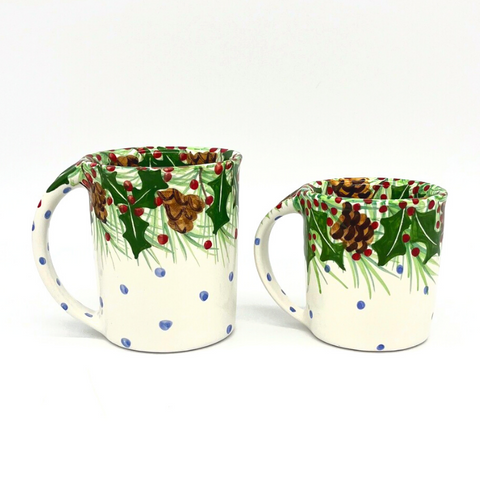 Pinecone Holly Mugs