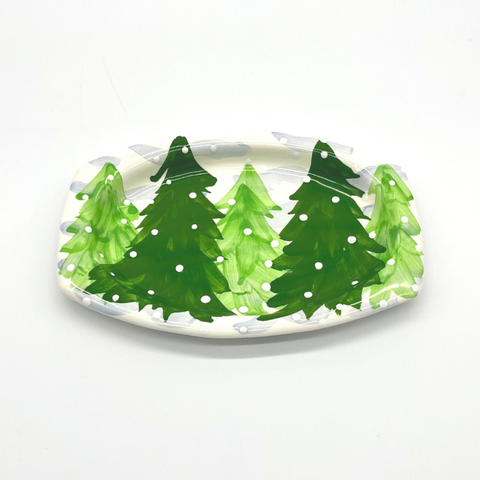 Snowy Trees Elliptical Plate