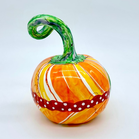 Small Orange Striped 3d Pumpkin