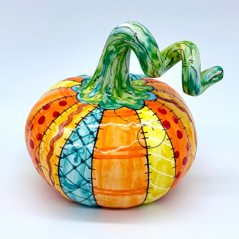 Medium Patchwork Stripe 3d Pumpkin