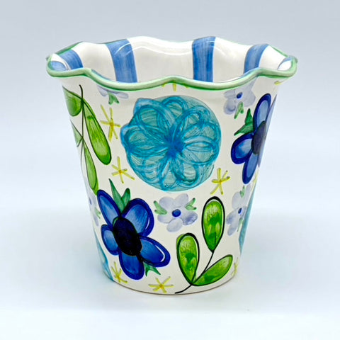 Blue Summer Dress Flower Pot