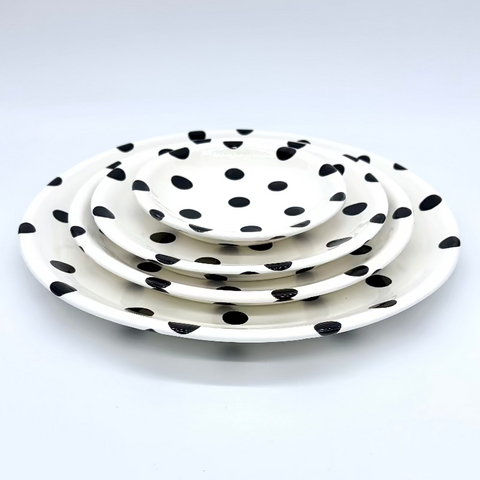 White and Big Black Dots Plates
