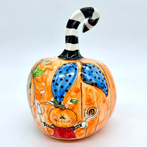 Medium Halloween with Striped Stem 3d Pumpkin