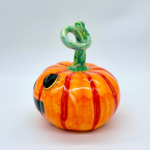 Medium Jack-O-Lantern with Tall Curly Stem 3d Pumpkin
