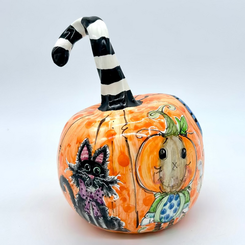 Medium Halloween with Striped Stem 3d Pumpkin