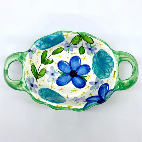 Blue Summer Dress Double Handled Basket