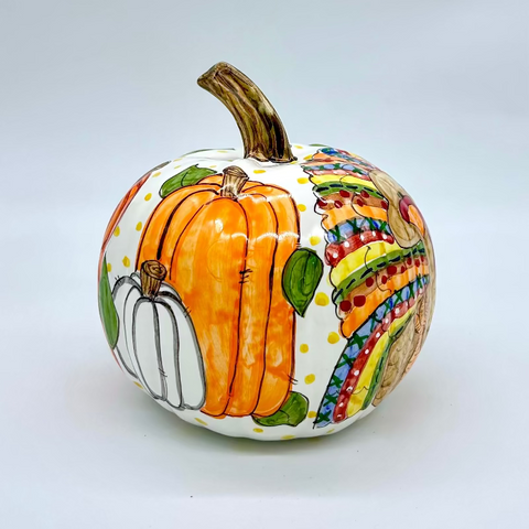 Medium Turkey & Pumpkins 3d Pumpkin