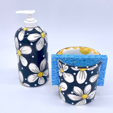 Black and White Daisy Kitchen Counter Bundle