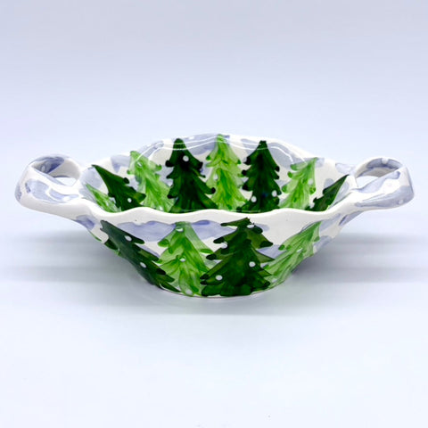 Snowy Trees Double Handled Basket
