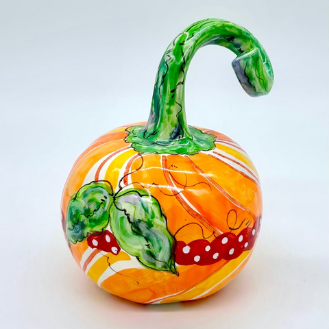 Small Orange Striped 3d Pumpkin