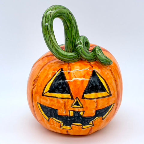 Medium Jack-O-Lantern Curly Stem 3d Pumpkin