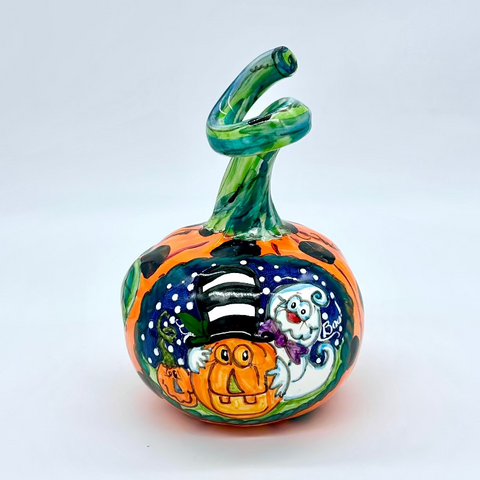 Small Halloween with Large Black Dots 3d Pumpkin