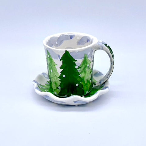 Snowy Trees Mug and Saucer Bundle