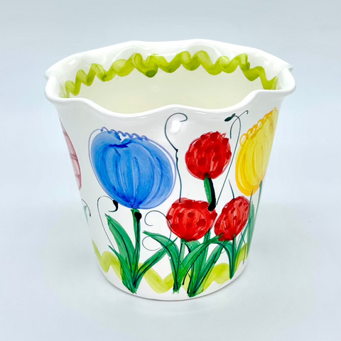 Tulip Iris Fluted Edge with Ricrac Medium Flower Pot