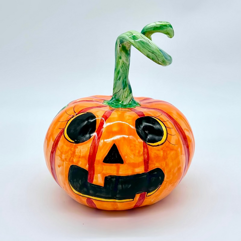 Medium Jack-O-Lantern with Tall Curly Stem 3d Pumpkin