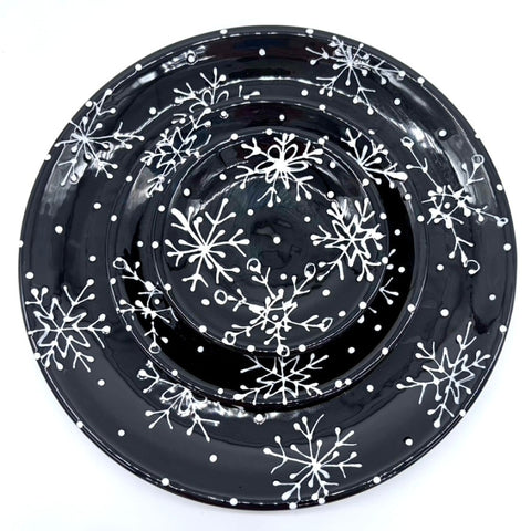 Black and White Snowflake Plates