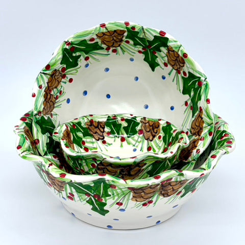 Pinecone Holly Bowls