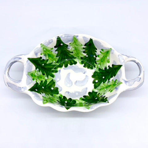 Snowy Trees Double Handled Basket