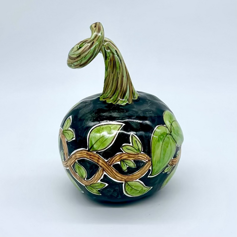 Small Green Leaf with Black Background 3d Pumpkin